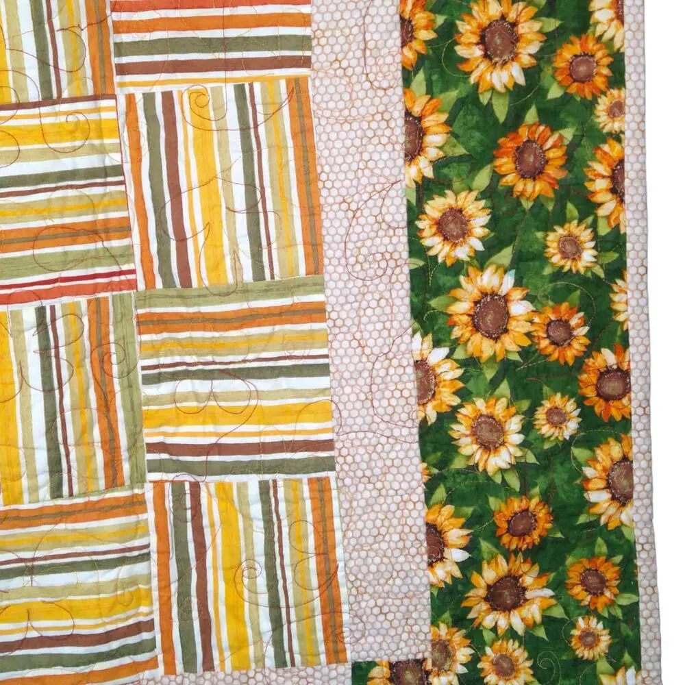 Sunflower Patchwork Quilt Handmade Throw Blanket Wall Hanging 53